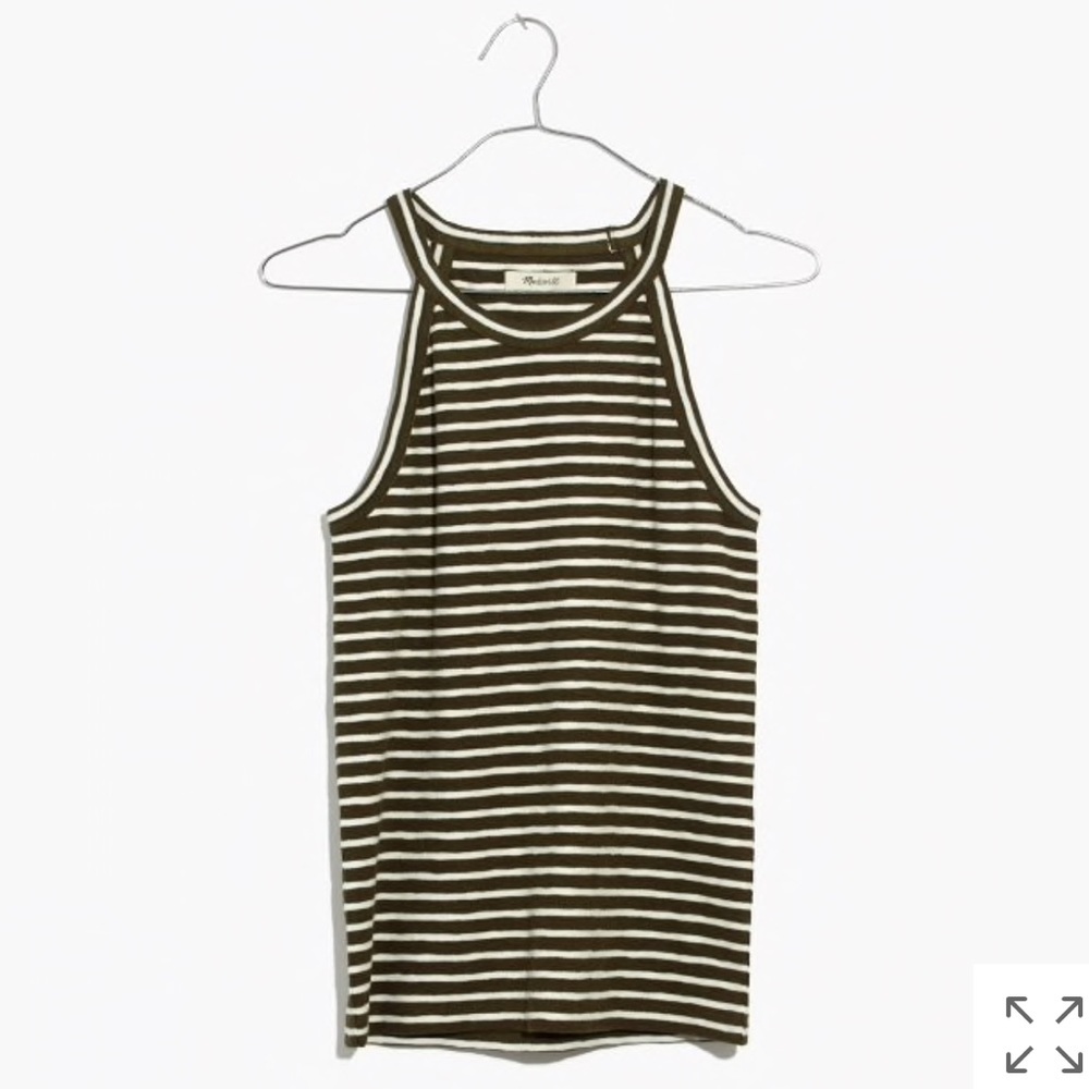 Madewell Tank in olive green stripe (S)